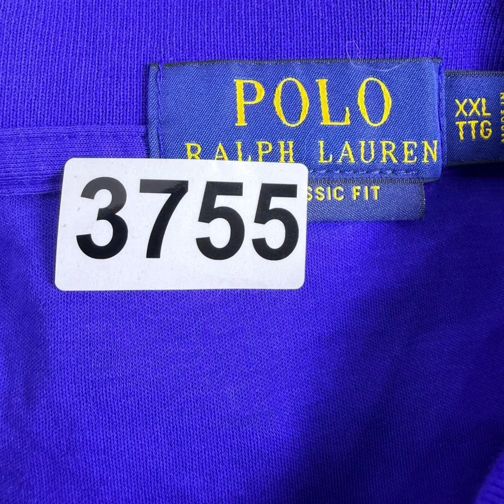 Polo Ralph Lauren Polo Shirt Mens XXL Blue Classic Fit Cotton Flesh Pony Golf